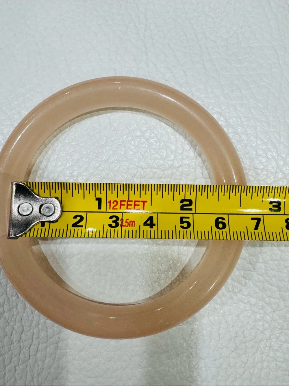 Translucent Pink Jade Bangle Bracelet Small